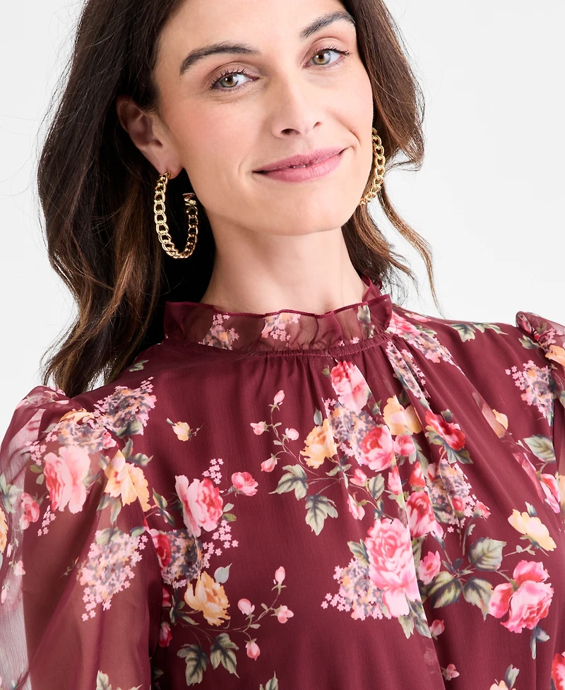 Seni & Cade Juniors' Floral Ruffle-Tiered Tie-Waist Midi Dress