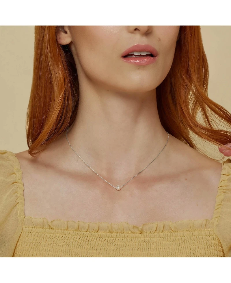 Sterling Silver 18k Gold Plated Abby Single Cultured Pearl Necklace