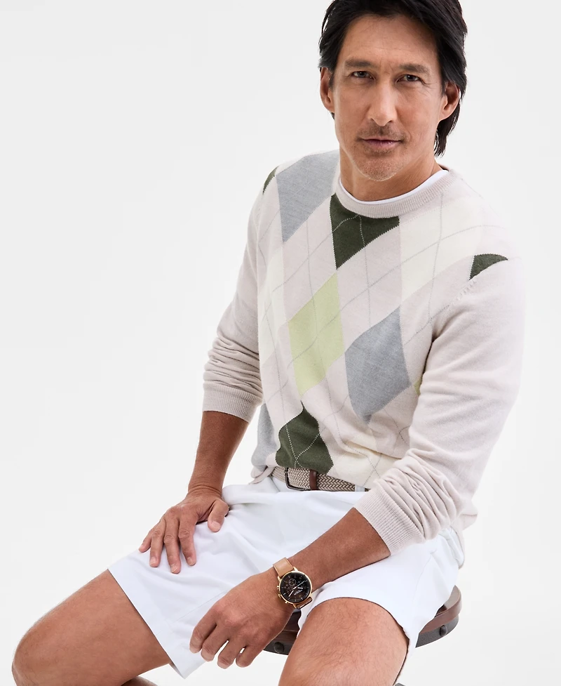 Club Room Men's Regular-Fit Argyle Crewneck Sweater, Macy's Exclusive