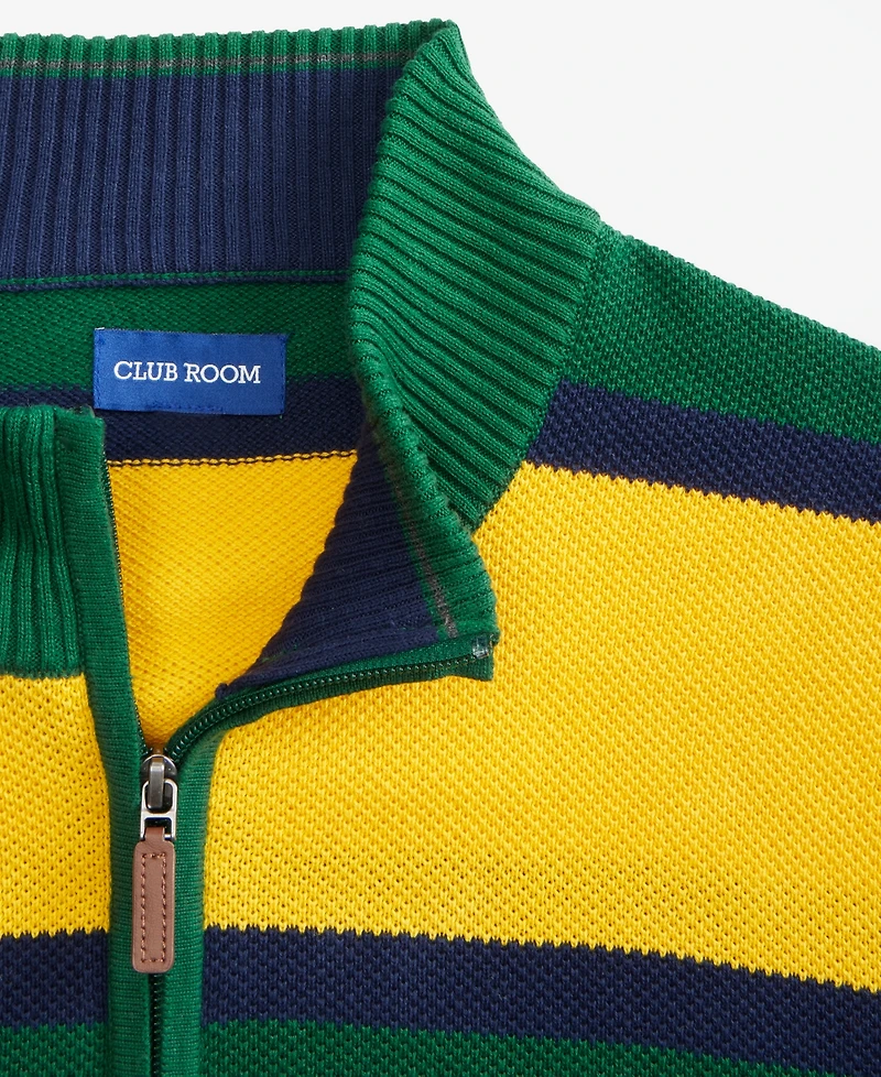 Club Room Men's Finley Stripe Cotton Pique Half-Zip Sweater, Macy's Exclusive