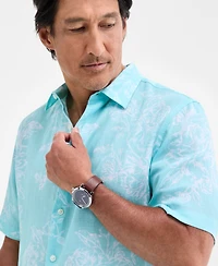 Club Room Men's Casa Regular-Fit Floral Button-Down Linen Shirt, Macy's Exclusive
