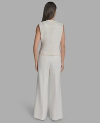 Bcbg Women's Textured Crewneck Button-Front Vest