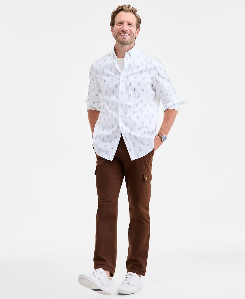 Club Room Long Sleeve Leaf Print Button-Down Shirt, Macy's Exclusive