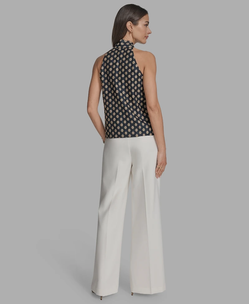Bcbg Women's Printed Tie-Neck Sleeveless Blouse