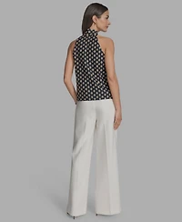 Bcbg Women's Printed Tie-Neck Sleeveless Blouse