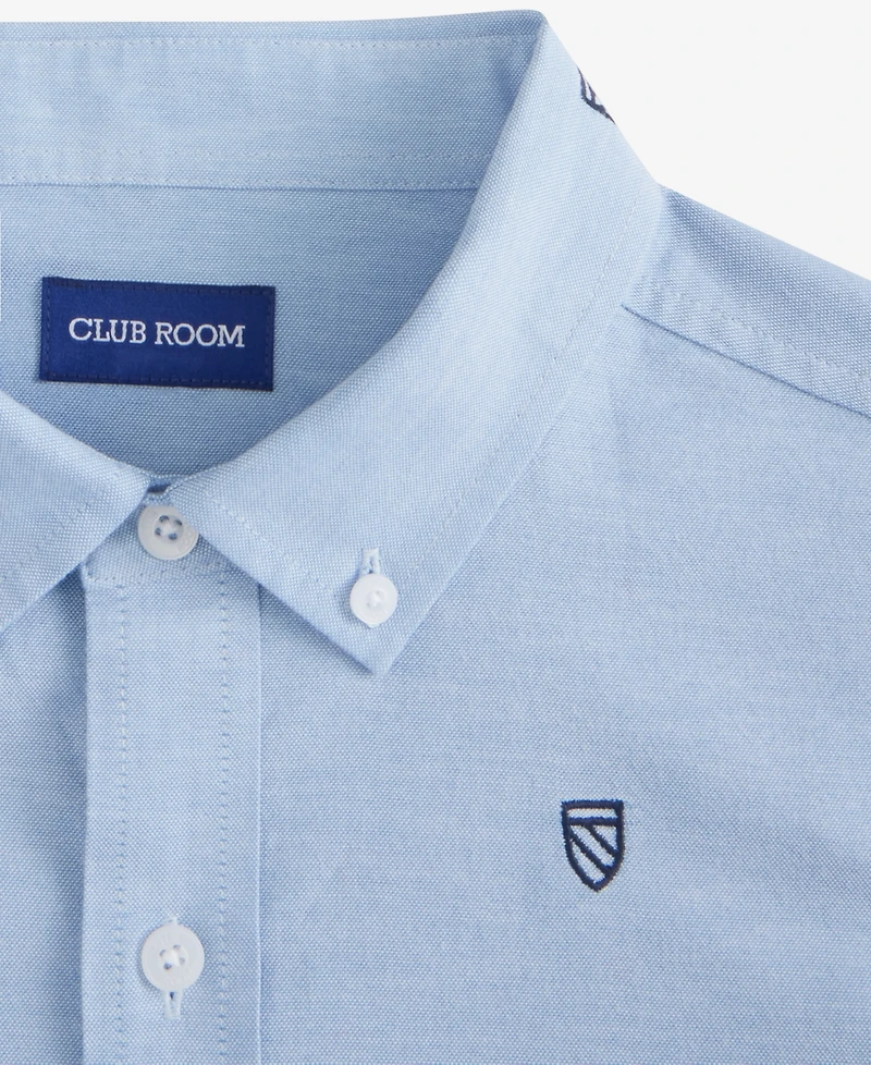 Club Room Men's Regular-Fit Stretch Heritage Crest-Embroidered Button-Down Oxford Shirt, Macy's Exclusive
