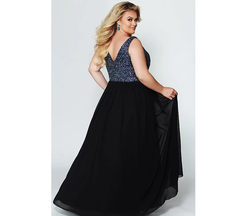 Celebrations by Sydney's Closet Women's Sequin Empire Plus Evening Gown