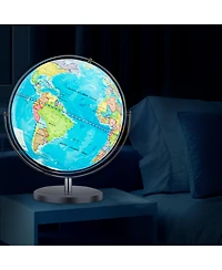 Akiudex 13 inch illuminated world globe 720° rotating map with led light