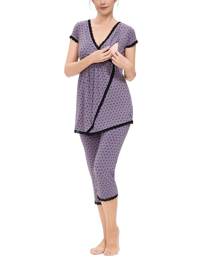 kimi + kai Maternity Luna Nursing 2-Piece Pajama Set