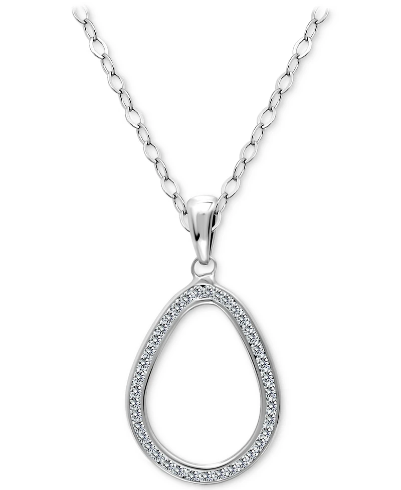 Giani Bernini Cubic Zirconia Open Teardrop Pendant Necklace, 16" + 2" extender, Macy's Exclusive