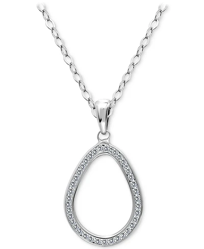 Giani Bernini Cubic Zirconia Open Teardrop Pendant Necklace, 16" + 2" extender, Macy's Exclusive