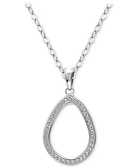 Giani Bernini Cubic Zirconia Open Teardrop Pendant Necklace, 16" + 2" extender, Macy's Exclusive