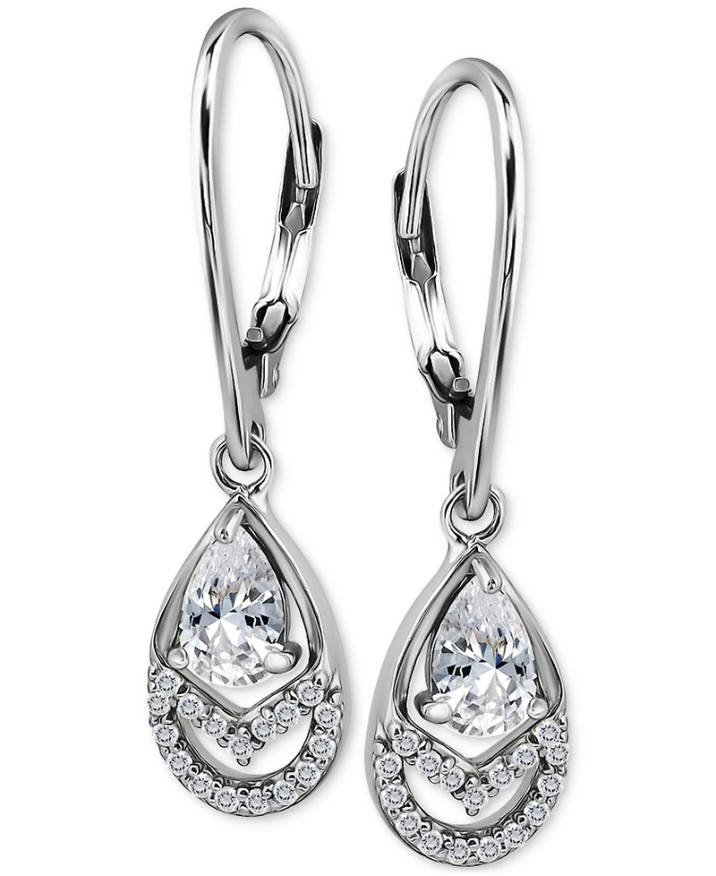 Giani Bernini Cubic Zirconia Pear & Round Leverback Drop Earrings, Macy's Exclusive