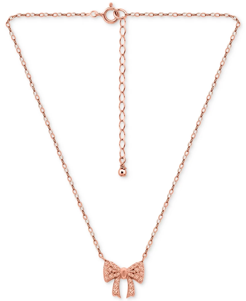 Giani Bernini Cubic Zirconia Bow Pendant Necklace, 16" + 2" Extender, Macy's Exclusive