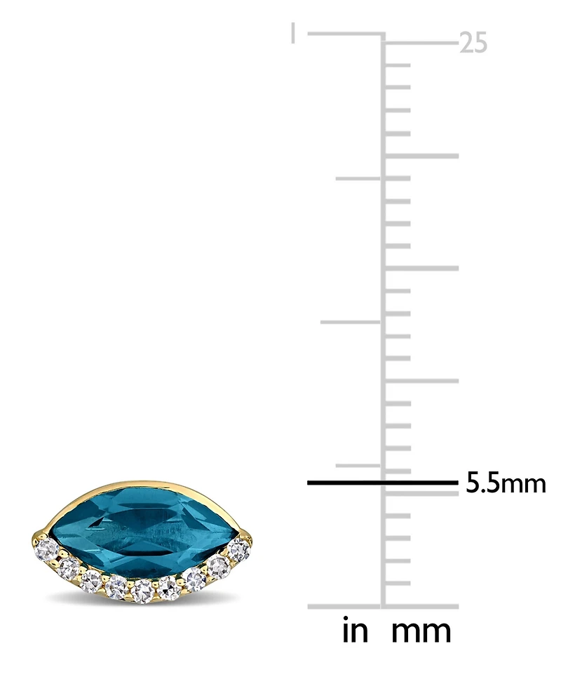 Blue Topaz (1/4 ct. t.w.) & Diamond (1/10 Marquise Stud Earrings 14k Gold (Also Garnet, Amethyst, Peridot)