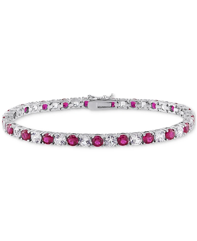 Lab Created Gemstone Flex Bracelet in Sterling Silver