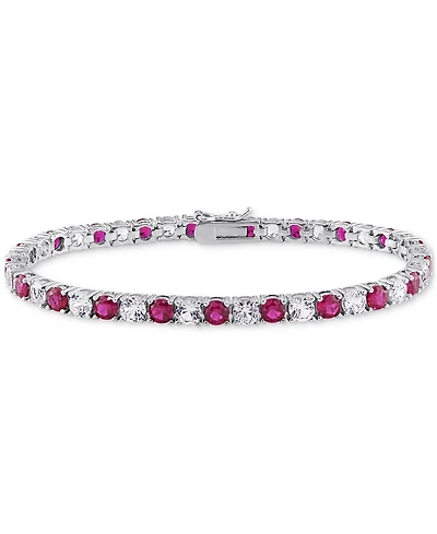 Lab Created Gemstone Flex Bracelet in Sterling Silver