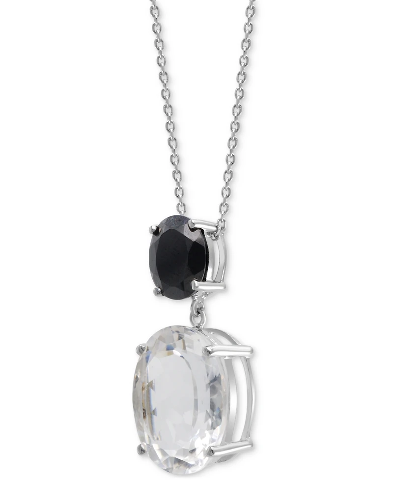 White Quartz 7-3/4 ct. t.w. Black Onyx 9 X 7 Mm Oval Statement Pendant in Sterling Silver