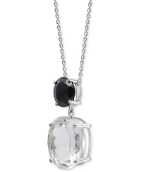 White Quartz 7-3/4 ct. t.w. Black Onyx 9 X 7 Mm Oval Statement Pendant in Sterling Silver