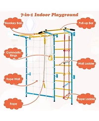 Akiudex 7 In 1 Kids Indoor Gym Playground Swedish Wall Ladder for Solid Wall