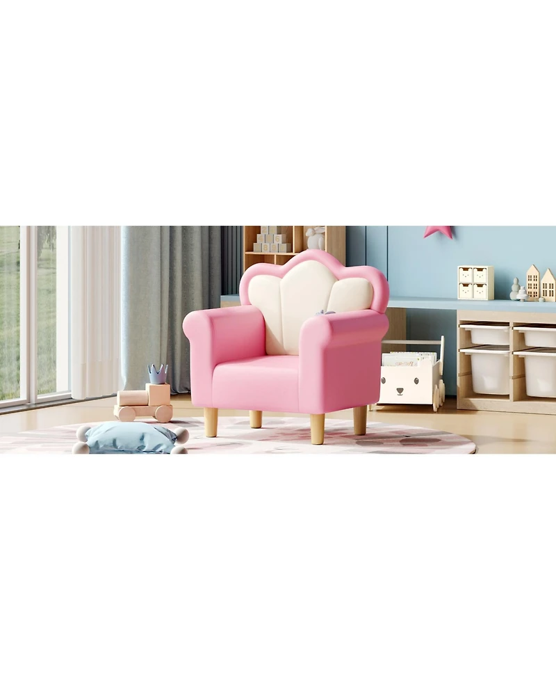 Cesicia Upholstered Kids Sofa, Princess Armchair for Children, Petal Shape Toddler Sofa Chair for Playroom, Children's Bedroom