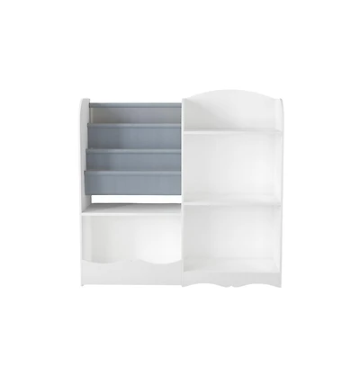 Cesicia 3 Tier Bookshelf for Kids, Fabric Toddler Bookcase Book Shelf for Kids Rooms, Bedroom, Playroom, Nursery, Toy Storage Organizer