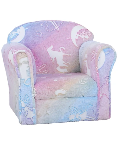 Cesicia Toddler Sofa with Glow in the Dark Fairy Design & Wooden Frame, Upholstered Baby Sofa for 18-36 Months