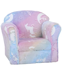 Cesicia Toddler Sofa with Glow in the Dark Fairy Design & Wooden Frame, Upholstered Baby Sofa for 18-36 Months