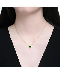 Rachel Glauber Heart-Shaped Colored Cubic Zirconia Solitaire Necklace