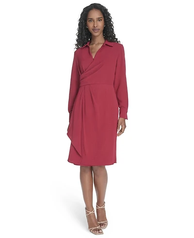 Calvin Klein Women's Collared Long-Sleeve A-Line Dress