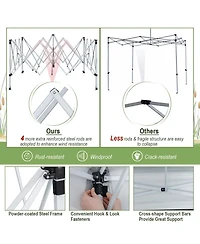 Gymax 2-Tier 10' x 10' Pop-up Canopy Tent Instant Gazebo Adjustable Carry Bag w/ Wheel