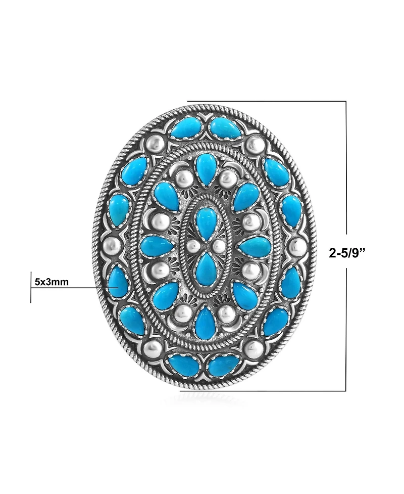 American West Jewelry American West Jewelry Sterling Silver Kingman Turquoise Cluster Gemstone Oval Pendant Enhancer