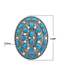 American West Jewelry American West Jewelry Sterling Silver Kingman Turquoise Cluster Gemstone Oval Pendant Enhancer