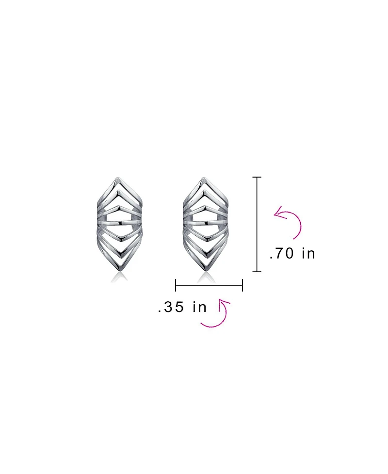 Bling Jewelry Set of 2 Geometric Chevron Cartilage Ear Cuffs Clip Wrap Helix Earrings Gold Plated .925 Sterling Silver