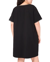 Msk Plus Short-Sleeve Crepe Shift Dress