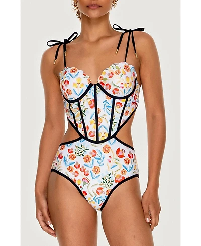 Jessie Zhao New York Women's White Bloom One-Piece Swimsuit