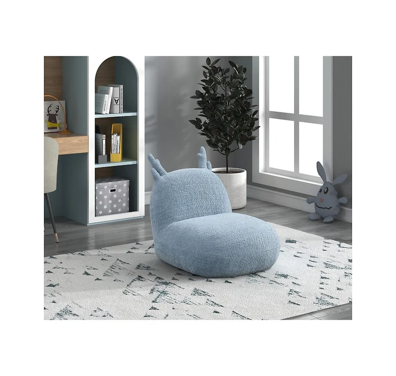 Homlux 21.5"W Blue Chenille Deer-Shaped Kids Chair