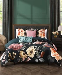 Bebejan Botanical Birds Bedding 200 Thread Count 100 Cotton Sateen 5 Piece Queen Size Reversible Comforter Set