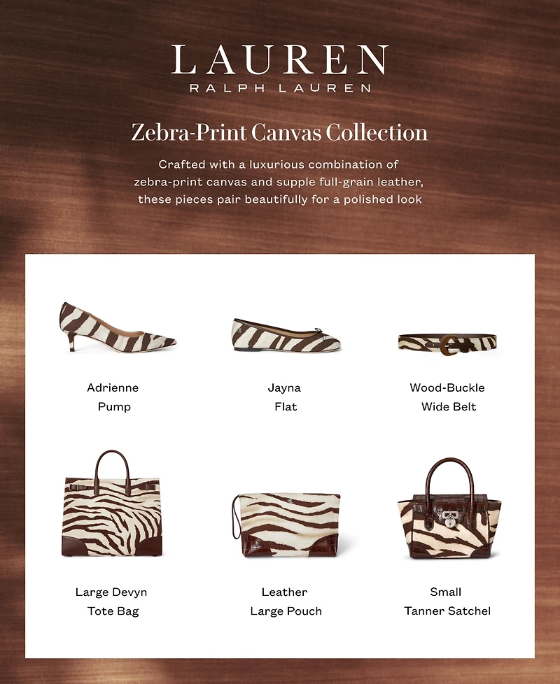 Lauren Ralph Lauren Zebra-Print Canvas Small Tanner Satchel
