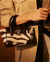 Lauren Ralph Lauren Zebra-Print Canvas Small Tanner Satchel