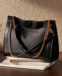 Lauren Ralph Pebbled Leather Large Bradley Tote Bag