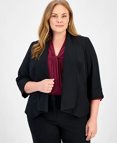 Kasper Plus Open-Front Soft Blazer