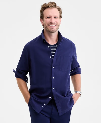 Club Room Men's Long-Sleeve Solid Cotton Flannel Shirt, Macy's Exclusive