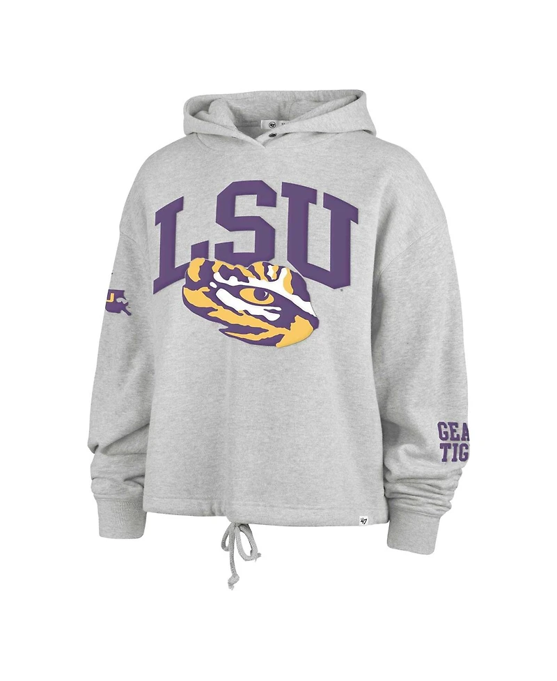 '47 Brand Women's Heather Gray Lsu Tigers High Hopes Long Sleeve Cropped Hoodie