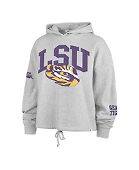 '47 Brand Women's Heather Gray Lsu Tigers High Hopes Long Sleeve Cropped Hoodie