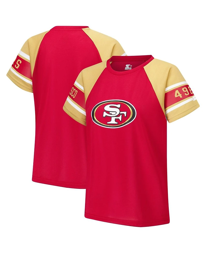 Starter Women's Red San Francisco 49ers 1st Rounder Color Block Raglan Top