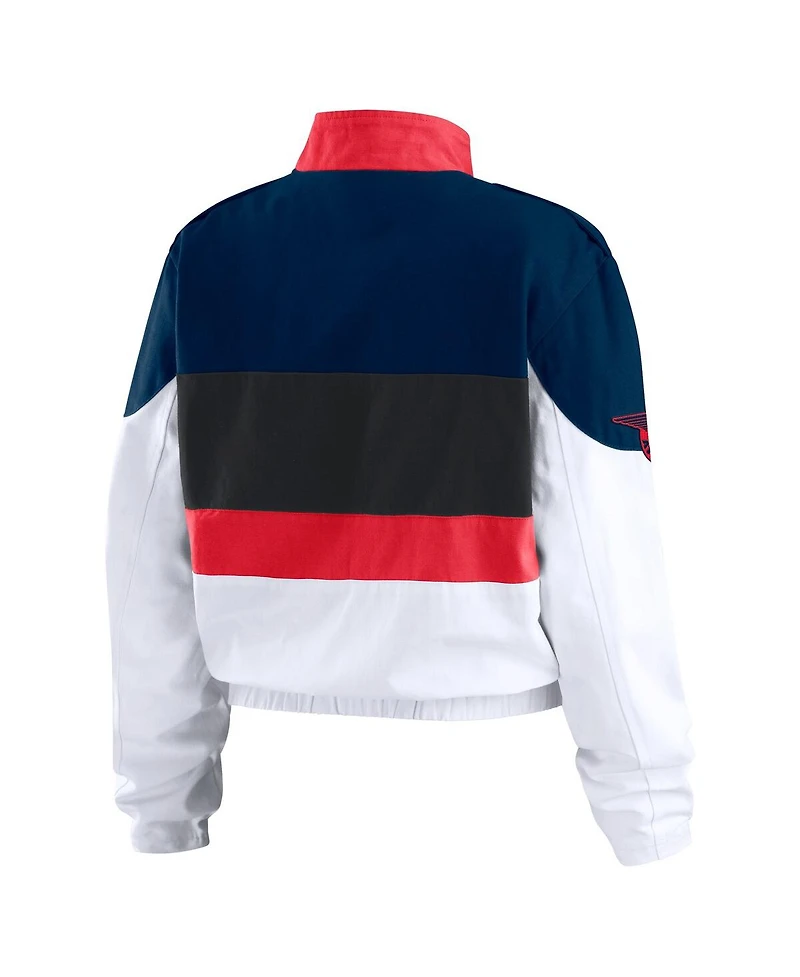 Wear by Erin Andrews Women's Navy/White Atlanta Braves Racing Full-Zip Jacket