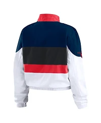Wear by Erin Andrews Women's Navy/White Atlanta Braves Racing Full-Zip Jacket
