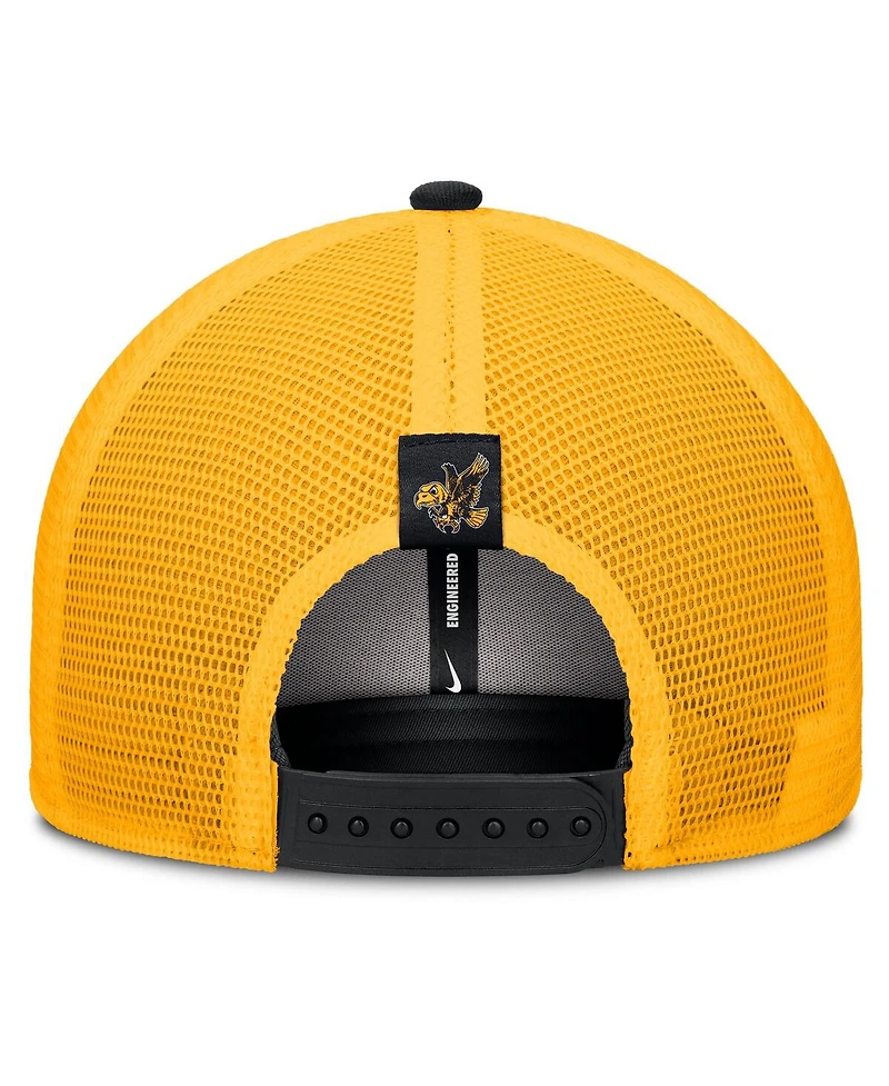 Nike Men's Black/Gold Iowa Hawkeyes Legacy Arch Rise Performance Trucker Adjustable Hat