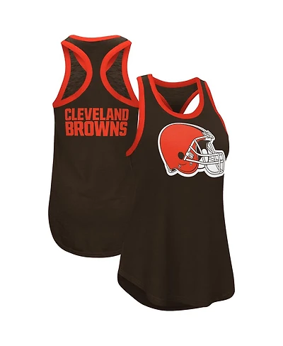 G-iii 4Her by Carl Banks Women's Brown Cleveland Browns Tater Burnout Scoop Neck Tank Top